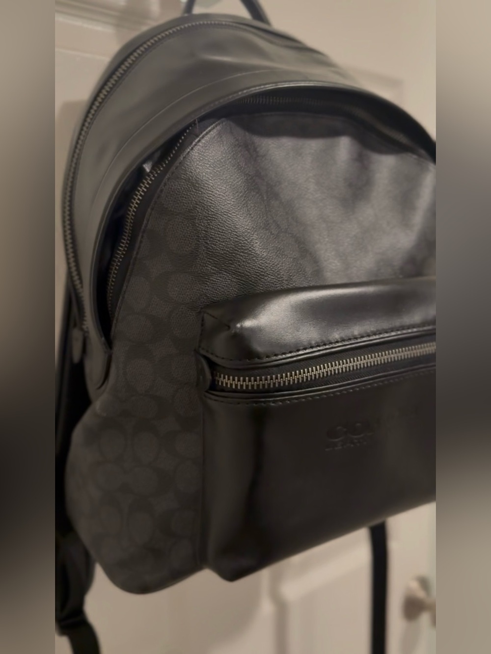 Unisex Coach Signature Charter Leather Backpack, Charcoal/Black *Never Used*